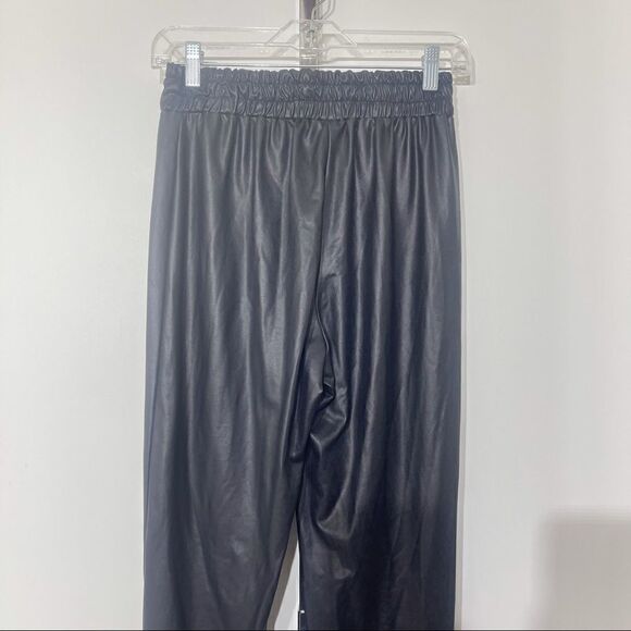 K too waxed fabric faux leather joggers pants L lg - Picture 5 of 16